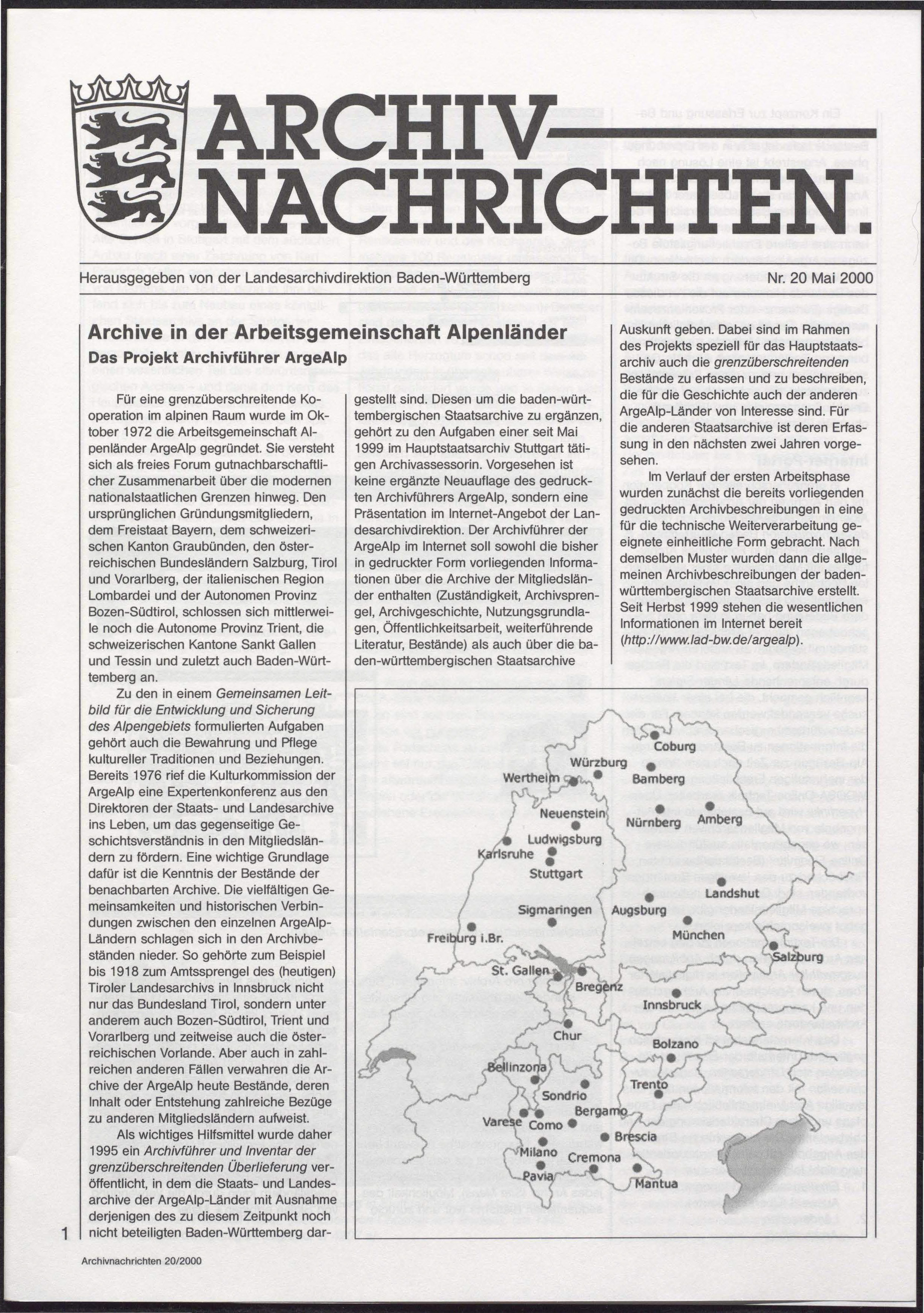                     Ansehen Nr. 20 (2000): Archivnachrichten
                
