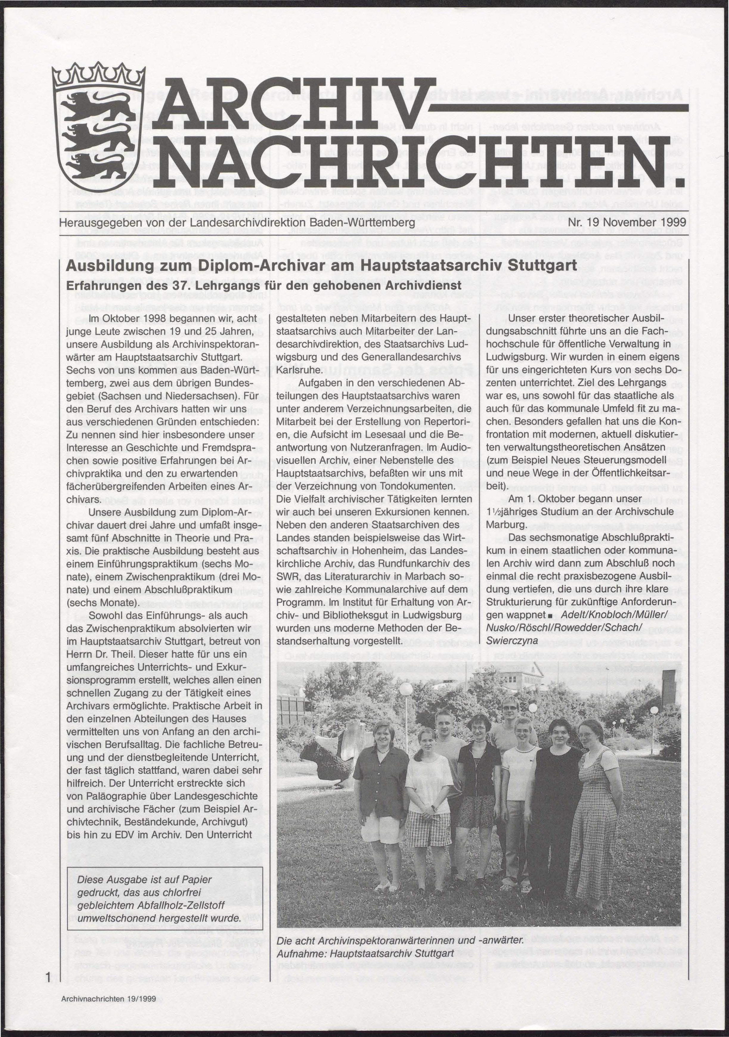                     Ansehen Nr. 19 (1999): Archivnachrichten
                