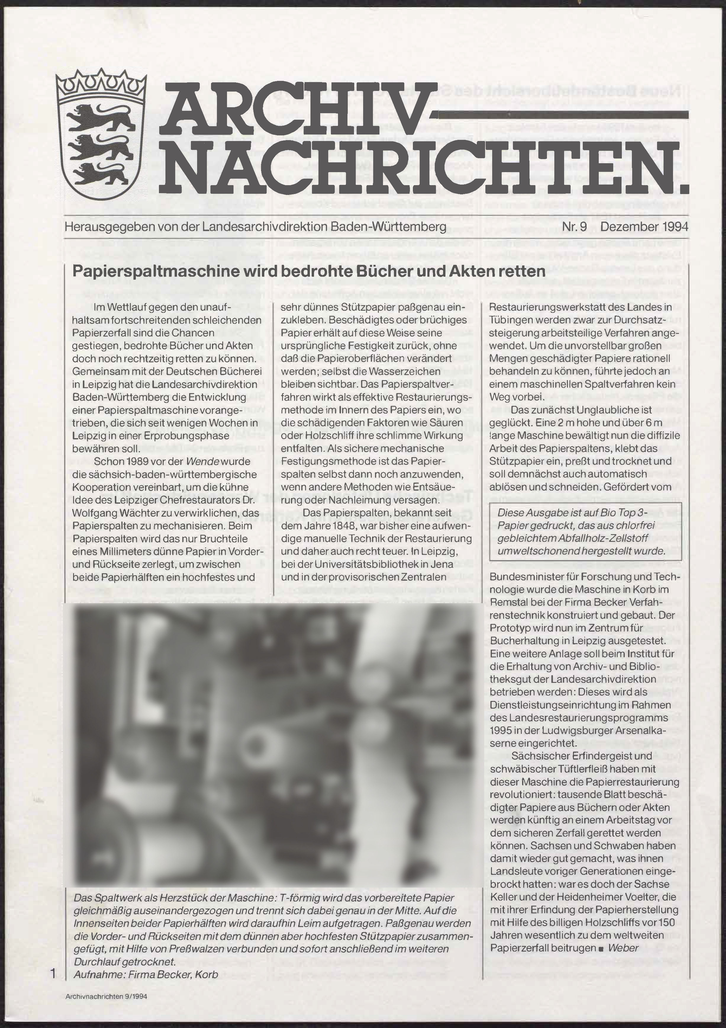                     Ansehen Nr. 9 (1994): Archivnachrichten
                