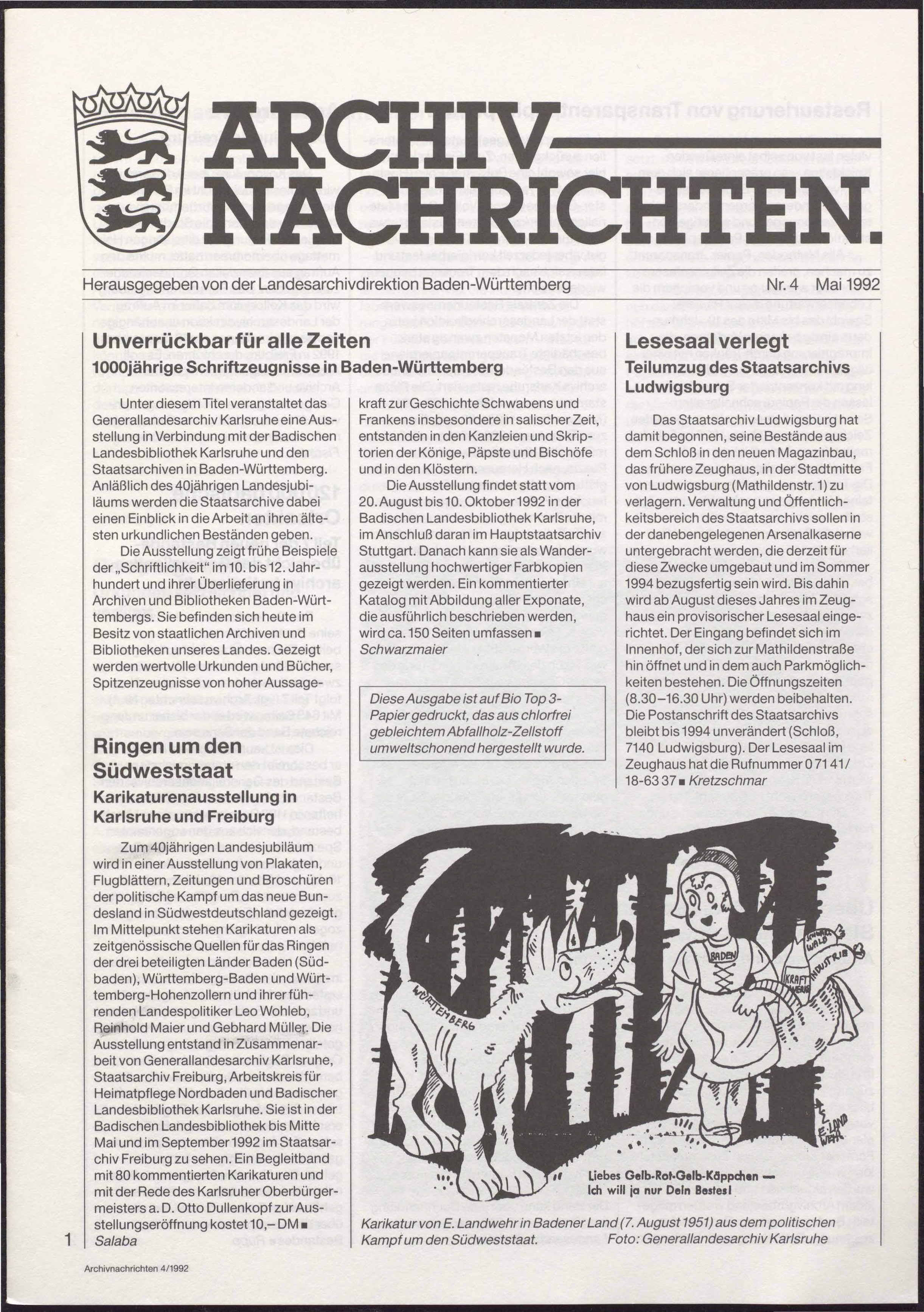                     Ansehen Nr. 4 (1992): Archivnachrichten
                