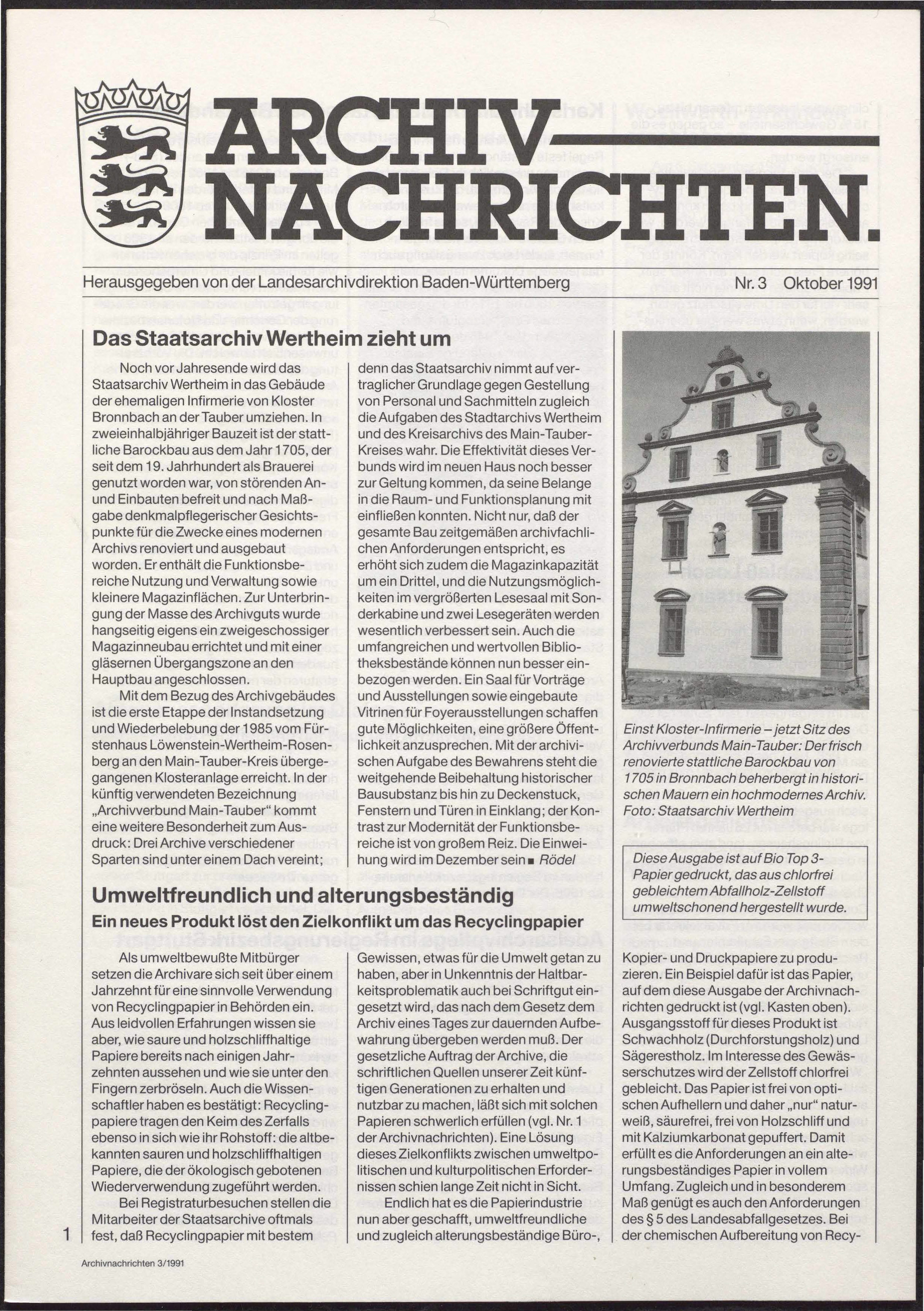                    Ansehen Nr. 3 (1991): Archivnachrichten
                