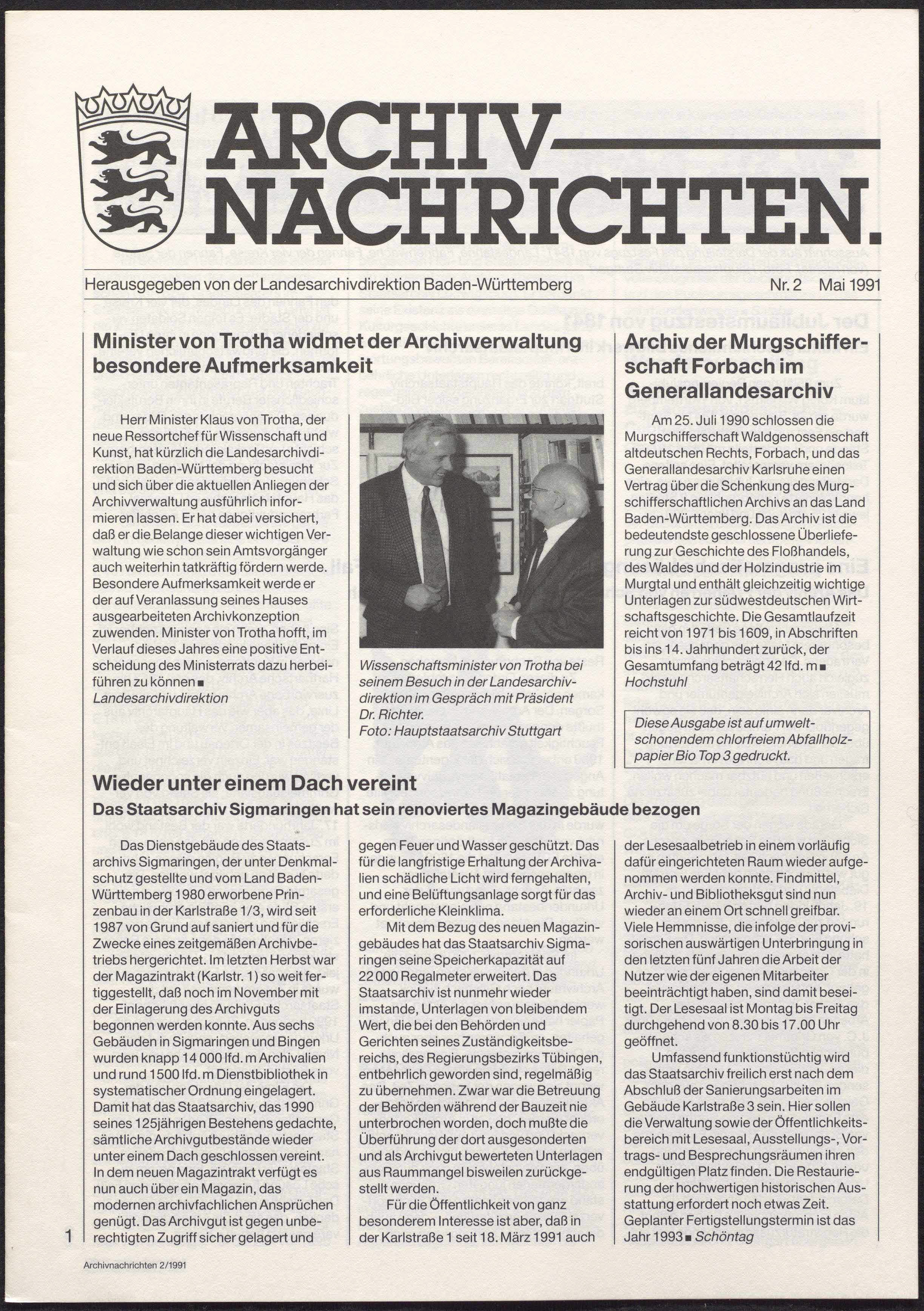                     Ansehen Nr. 2 (1991): Archivnachrichten
                