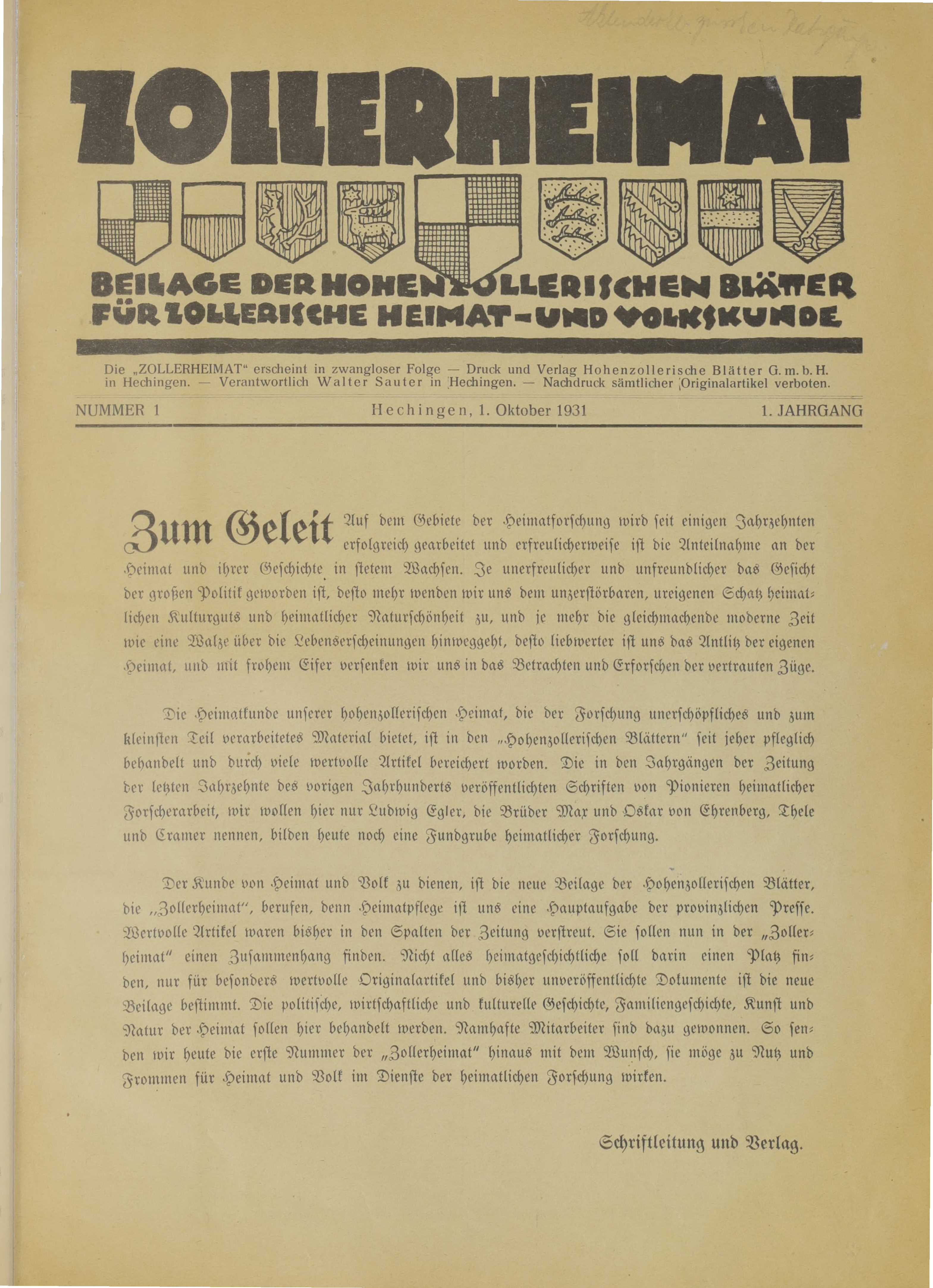                     Ansehen Bd. 1 Nr. 1 (1931): Zollerheimat
                