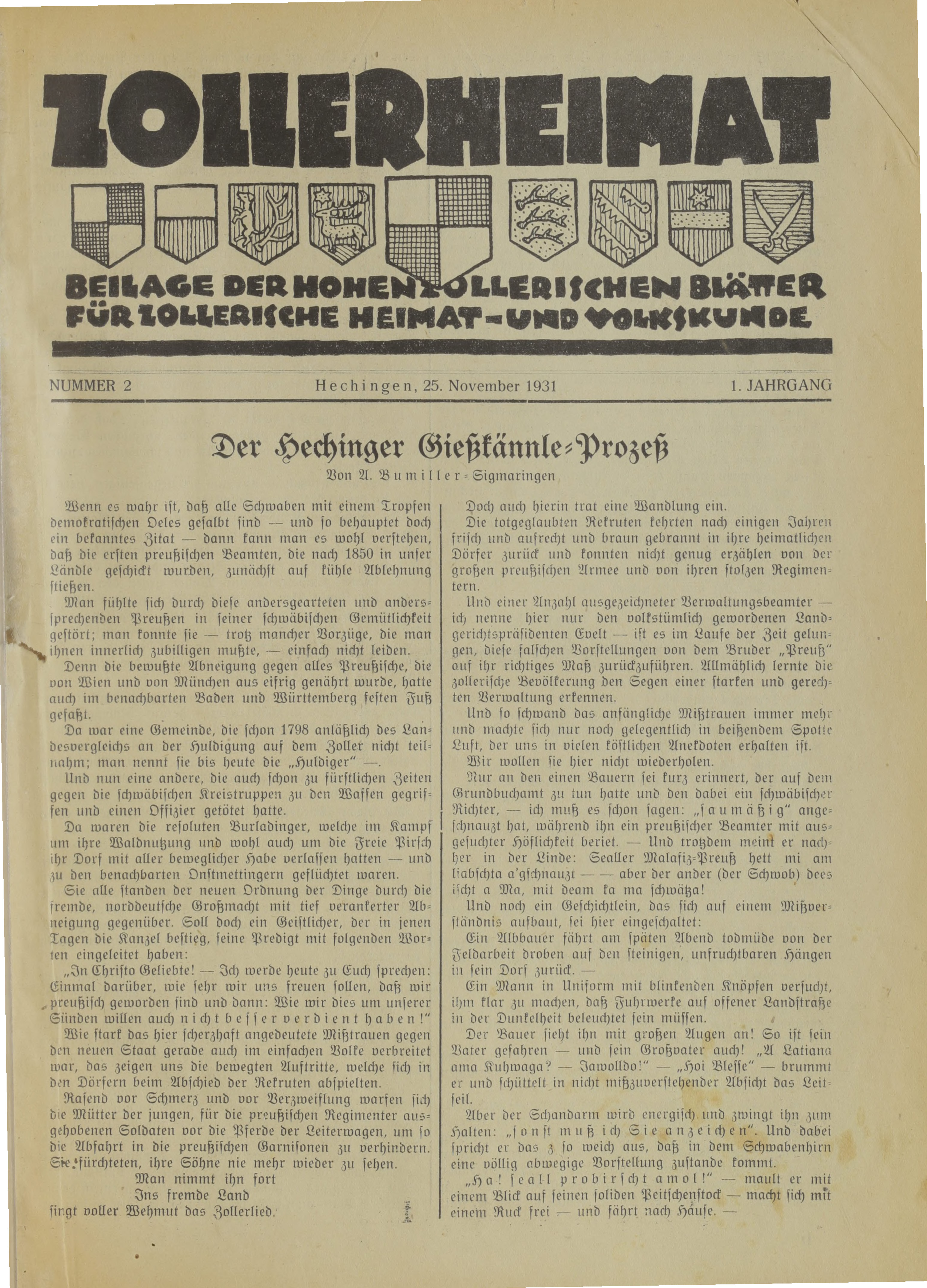                     Ansehen Bd. 1 Nr. 2 (1931): Zollerheimat
                