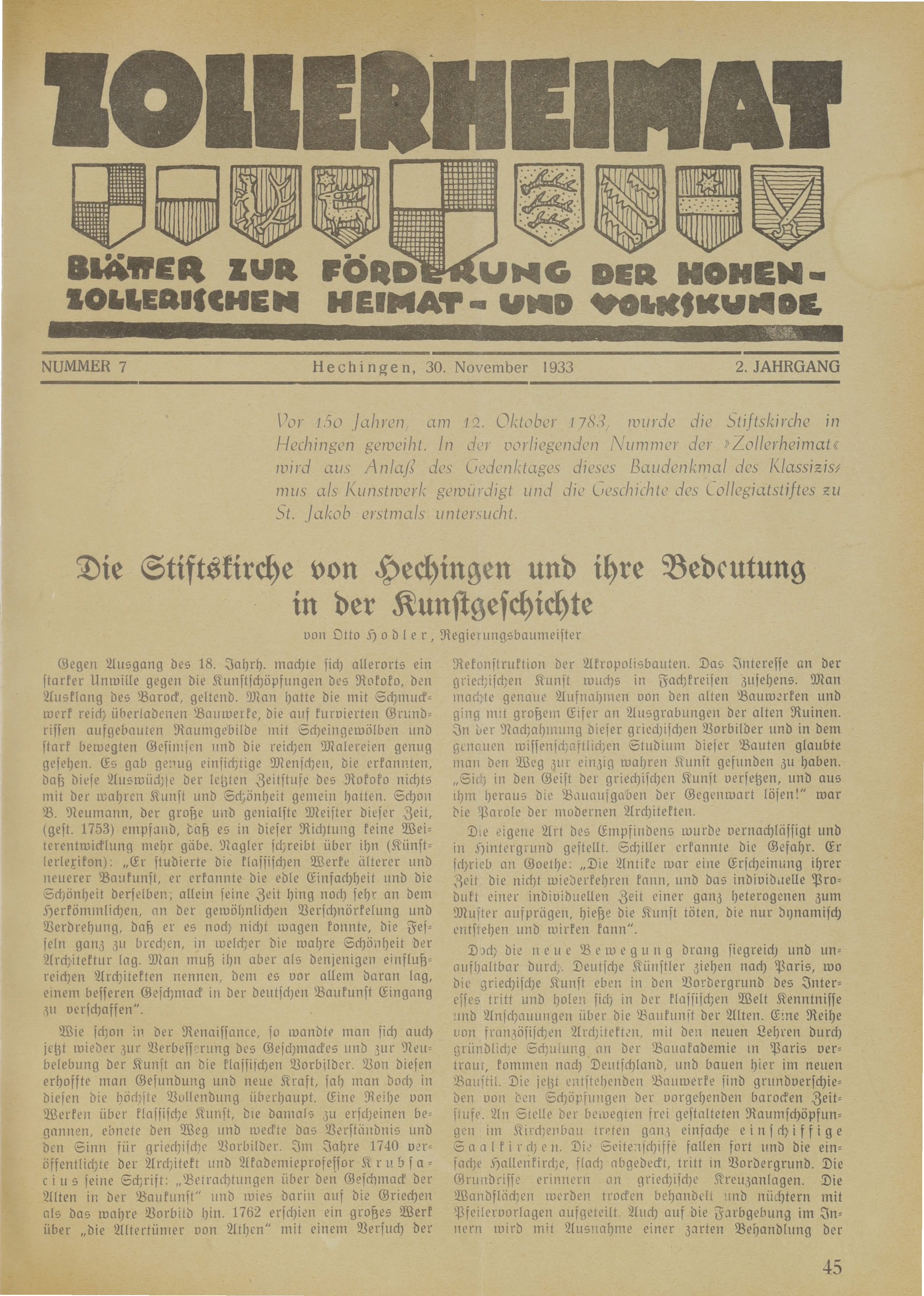                     Ansehen Bd. 2 Nr. 7 (1933): Zollerheimat
                