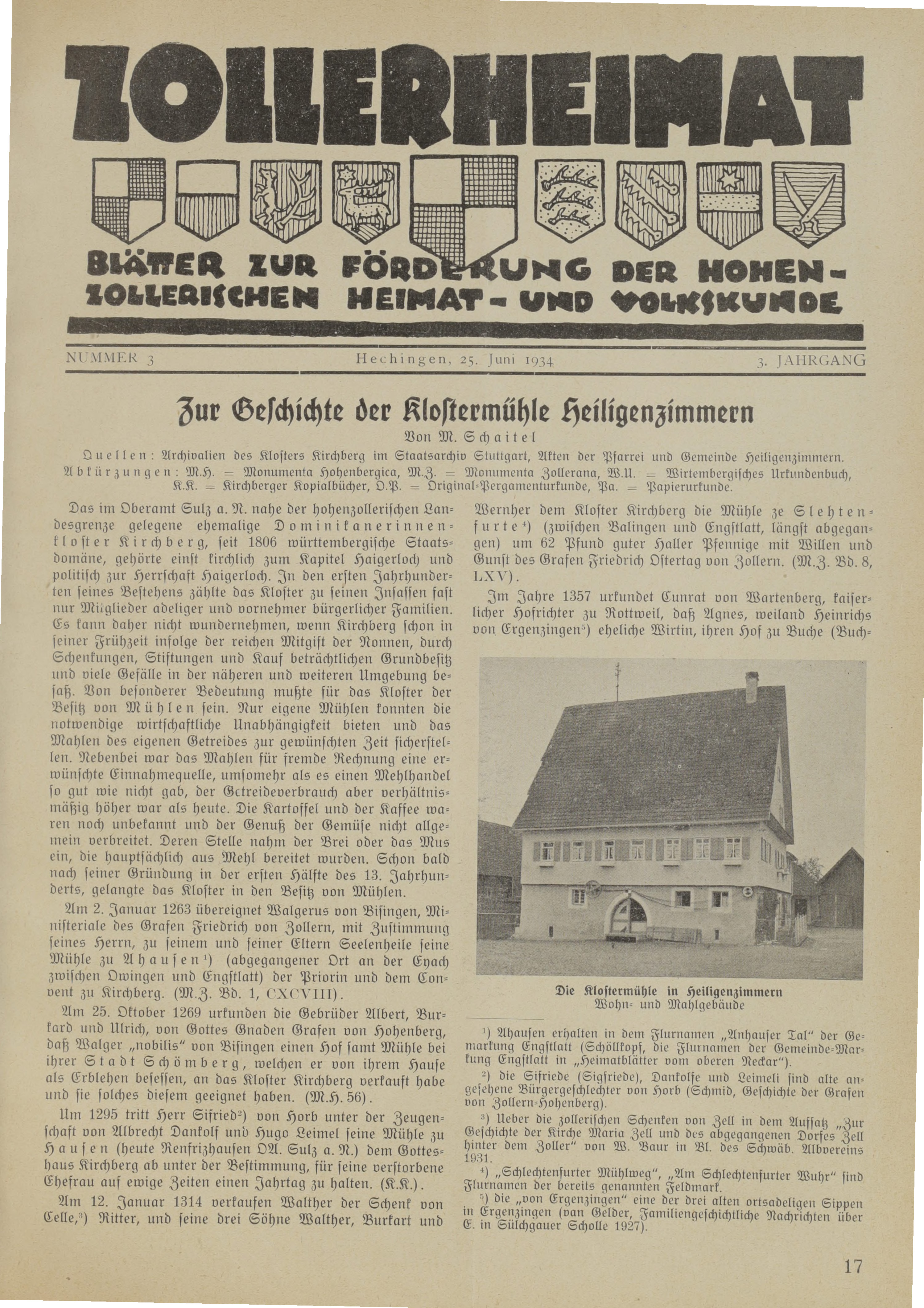                     Ansehen Bd. 3 Nr. 3 (1934): Zollerheimat
                