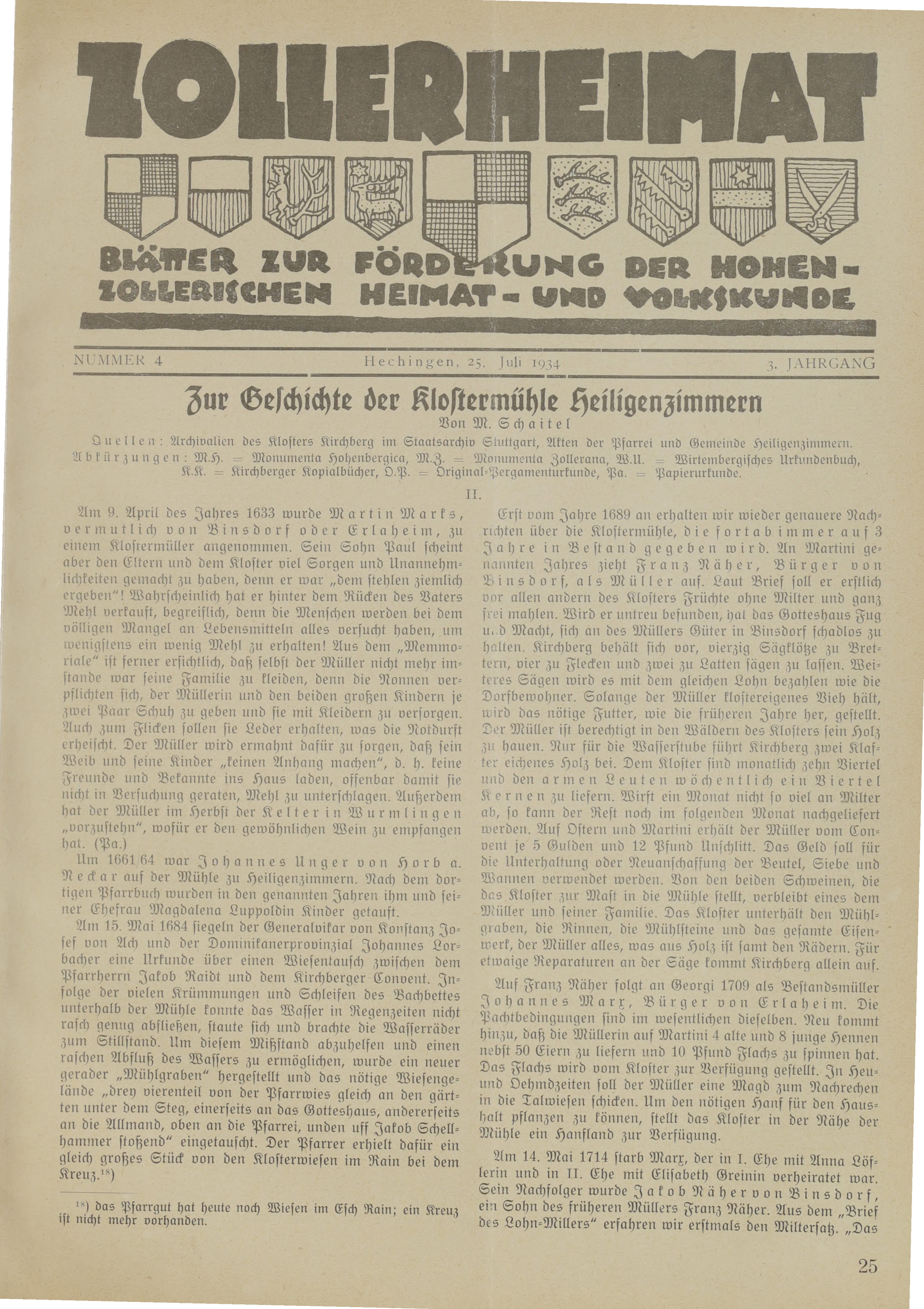                     Ansehen Bd. 3 Nr. 4 (1934): Zollerheimat
                