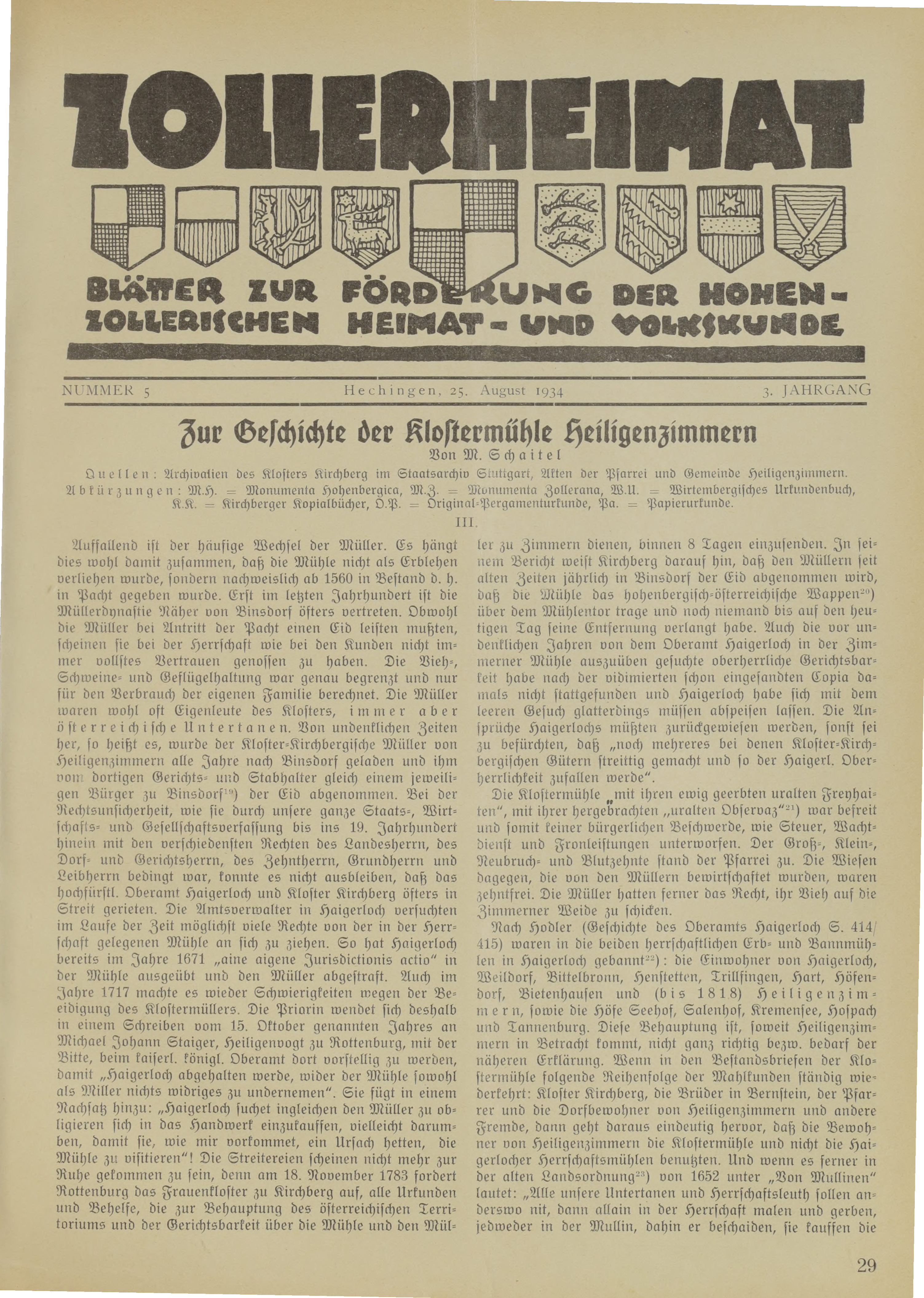                     Ansehen Bd. 3 Nr. 5 (1934): Zollerheimat
                