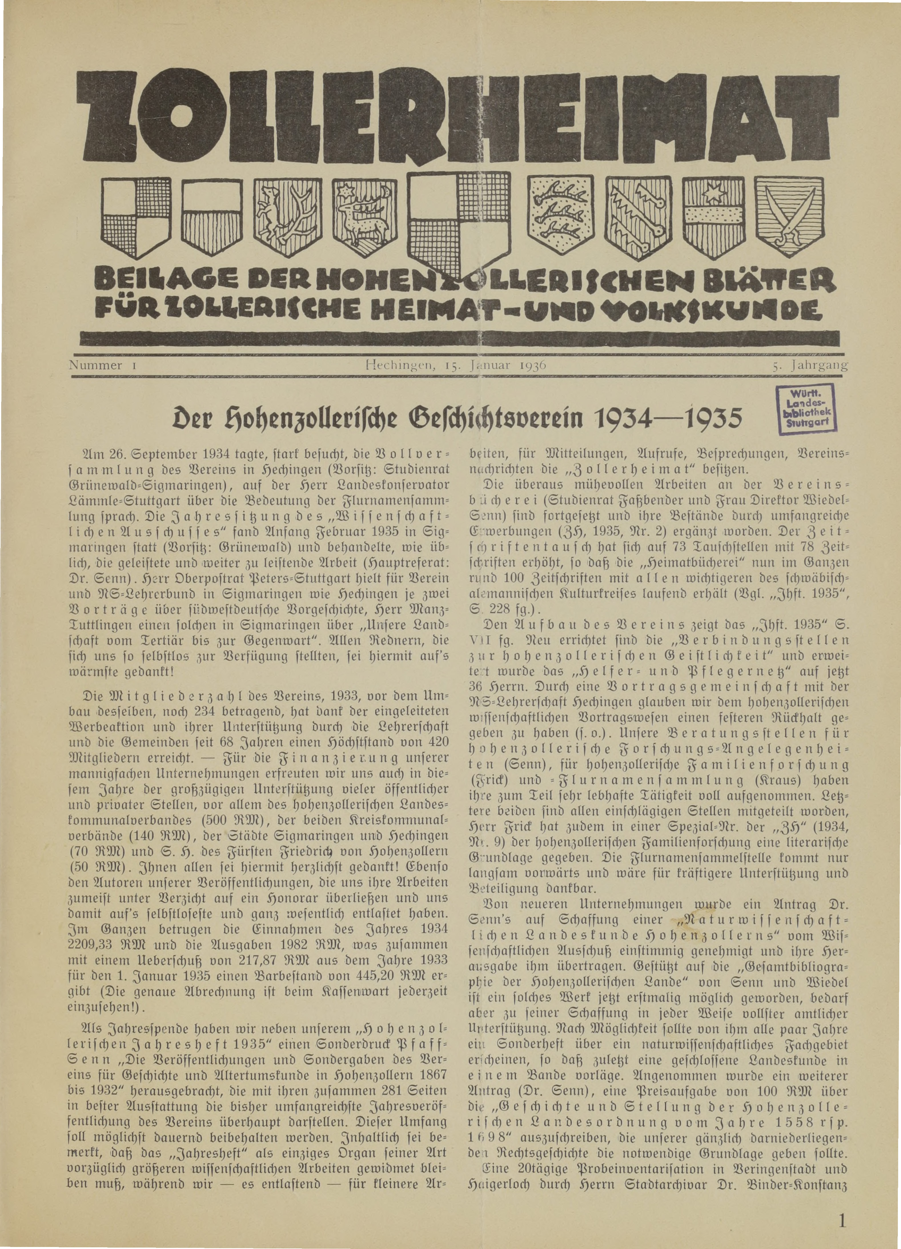                     Ansehen Bd. 5 Nr. 1 (1936): Zollerheimat
                