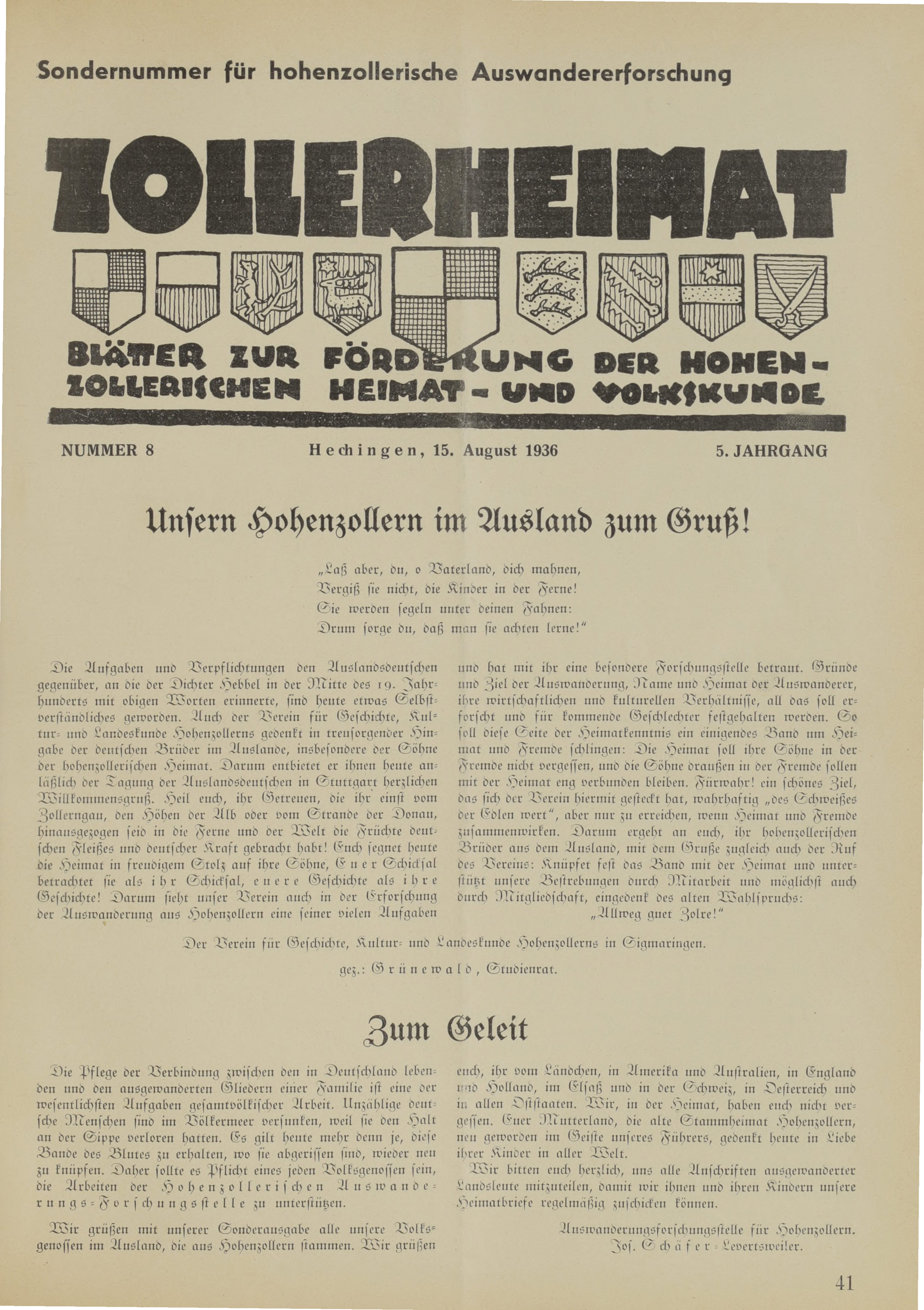                     Ansehen Bd. 5 Nr. 8 (1936): Zollerheimat
                