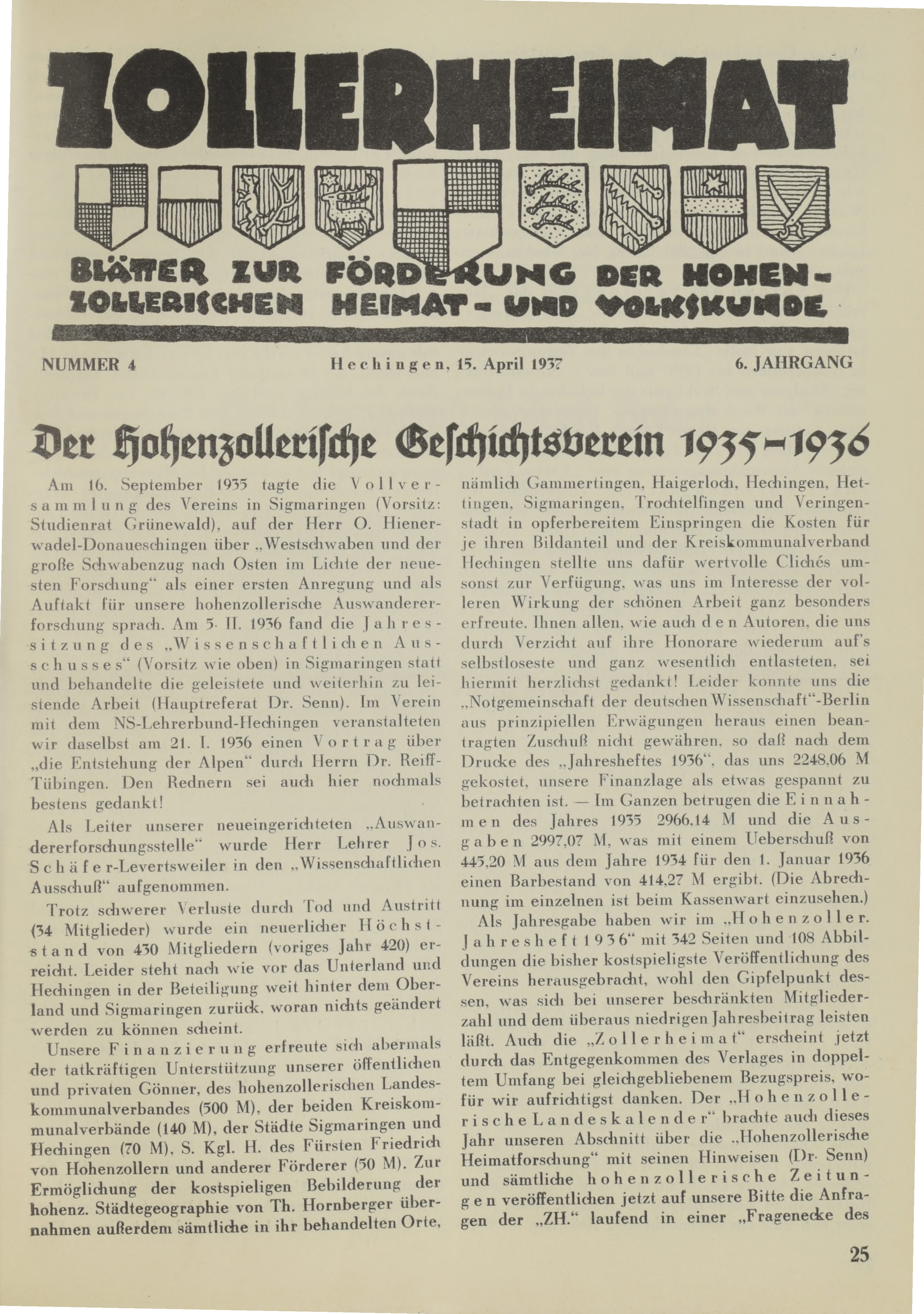                     Ansehen Bd. 6 Nr. 4 (1937): Zollerheimat
                