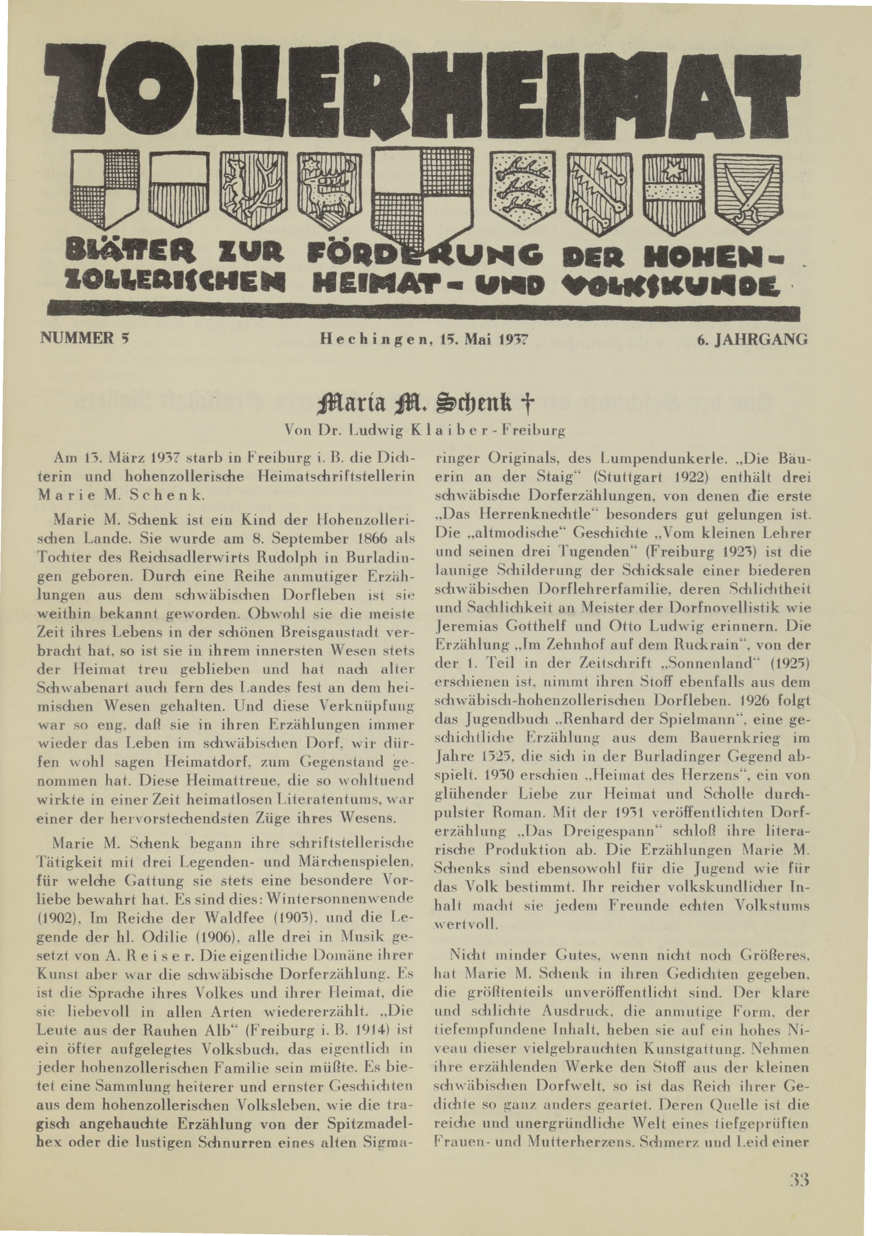                     Ansehen Bd. 6 Nr. 5 (1937): Zollerheimat
                