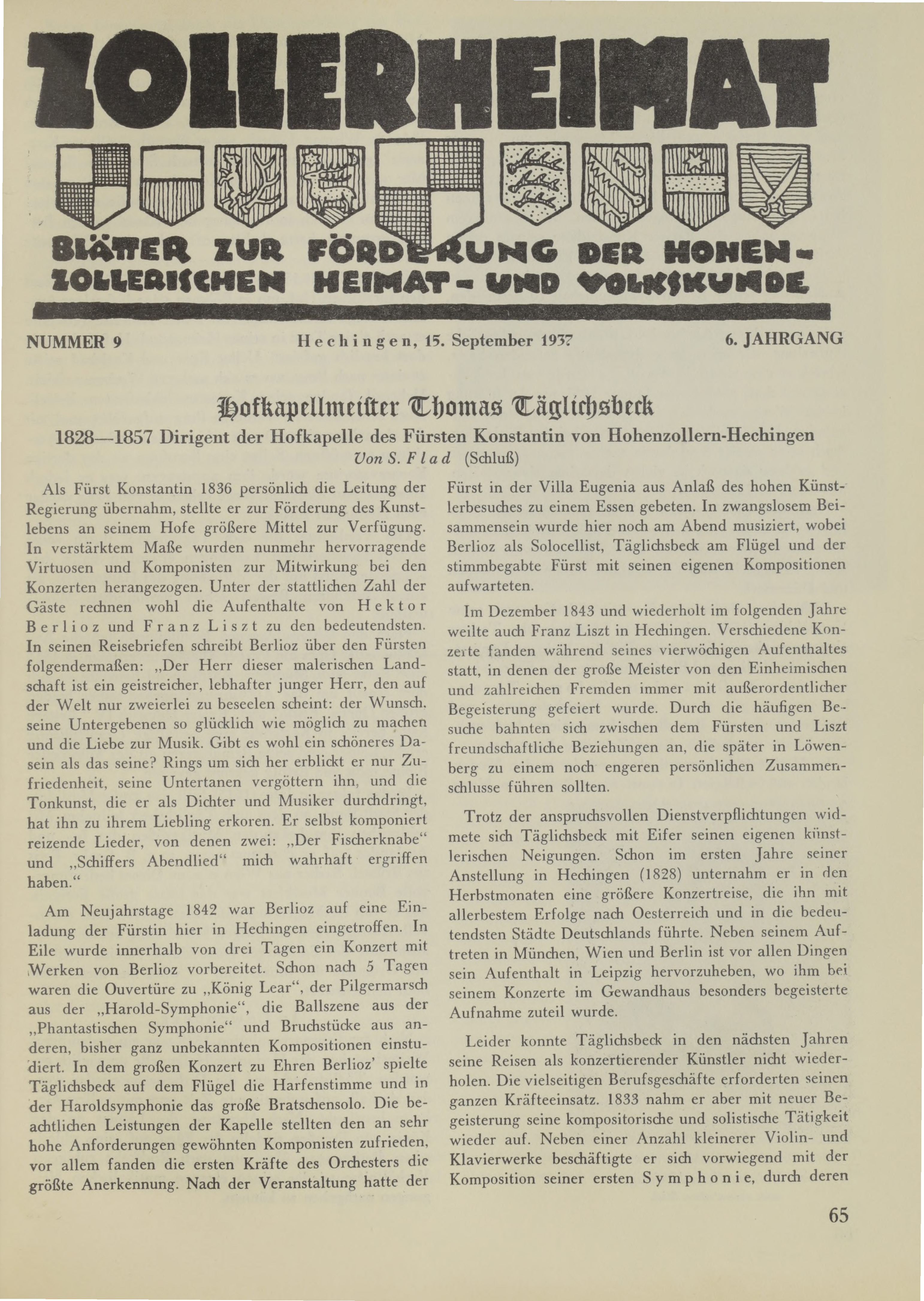                     Ansehen Bd. 6 Nr. 9 (1937): Zollerheimat
                