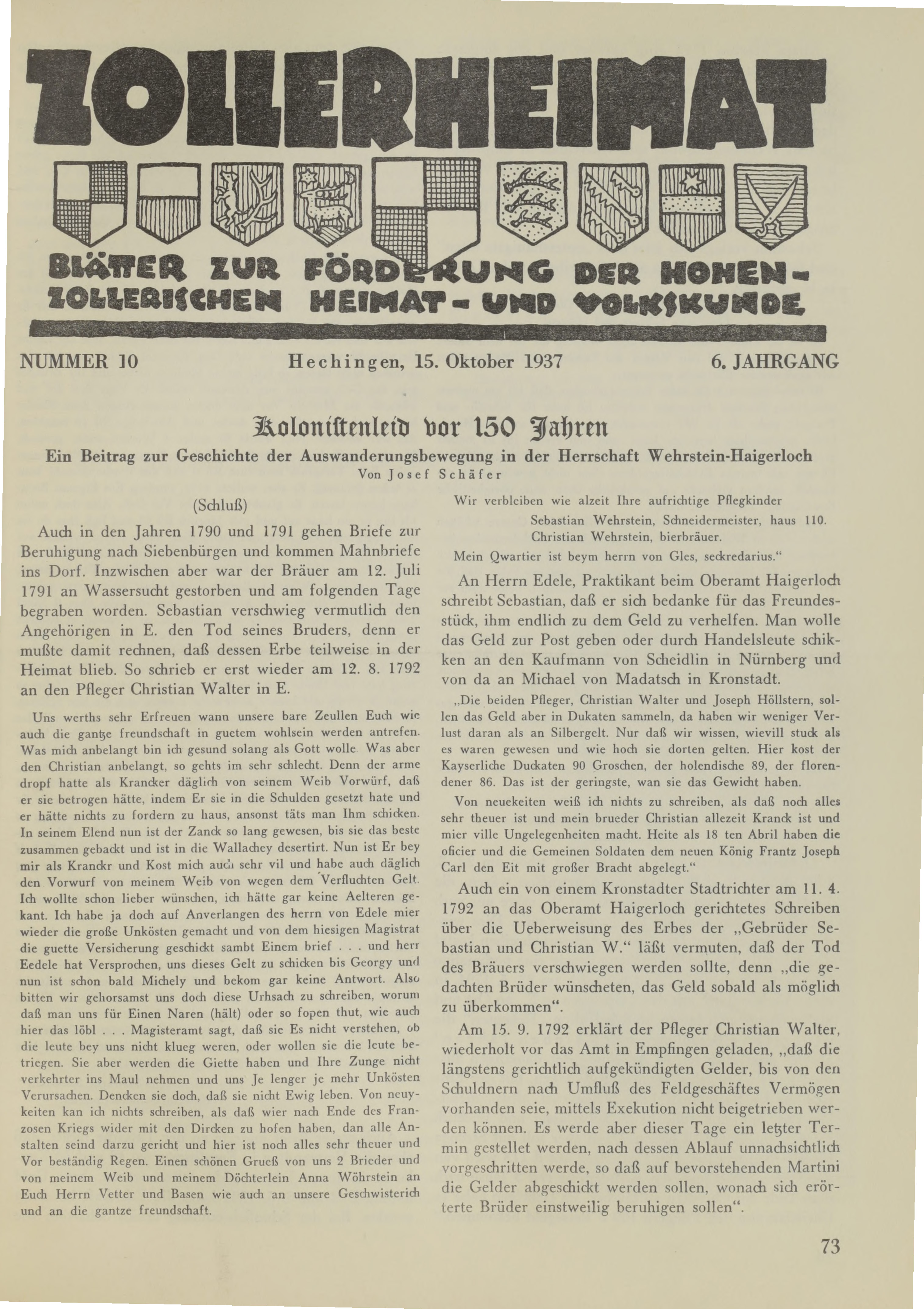                     Ansehen Bd. 6 Nr. 10 (1937): Zollerheimat
                