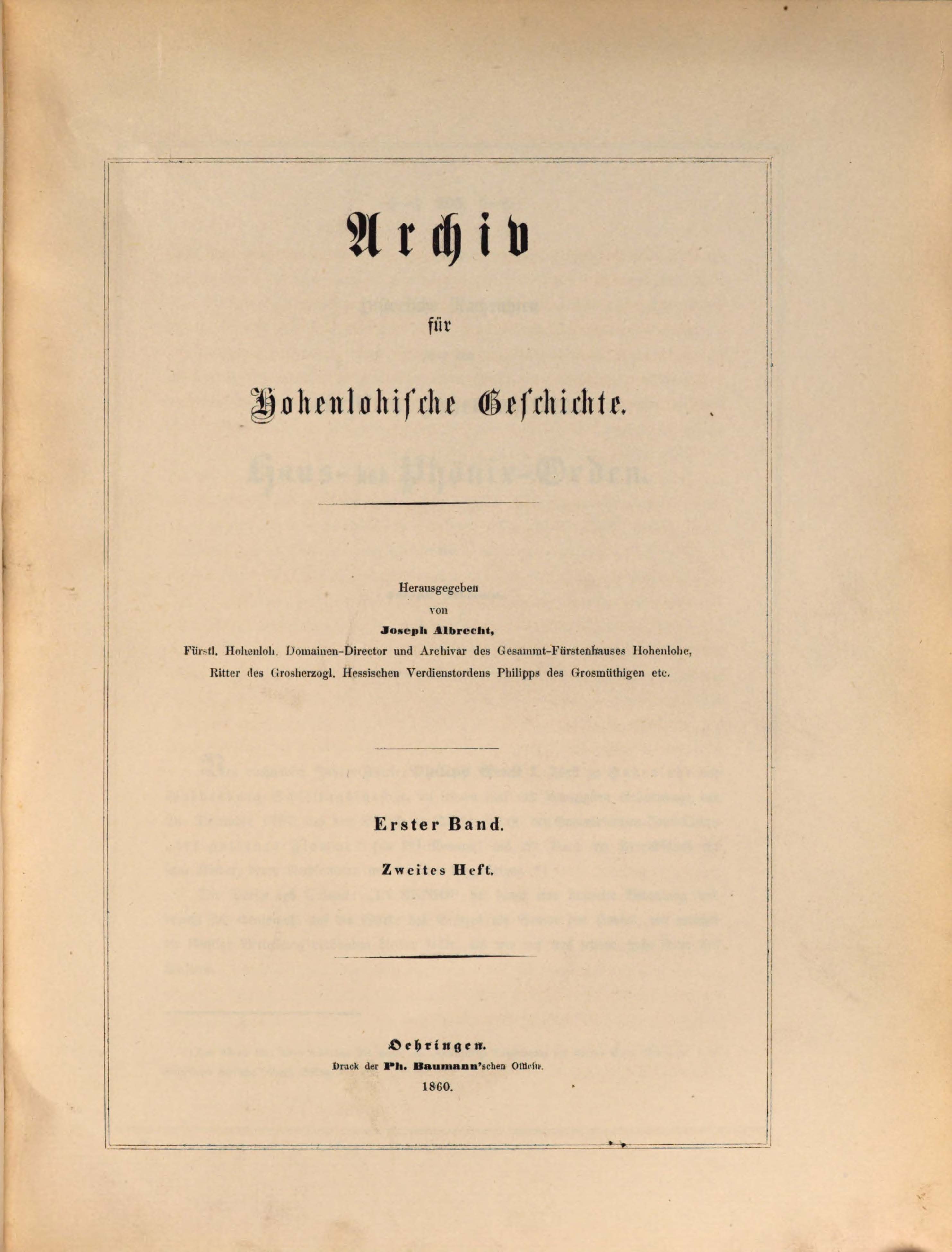                    Ansehen Bd. 1 Nr. 2 (1860): Archiv für Hohenlohische Geschichte
                