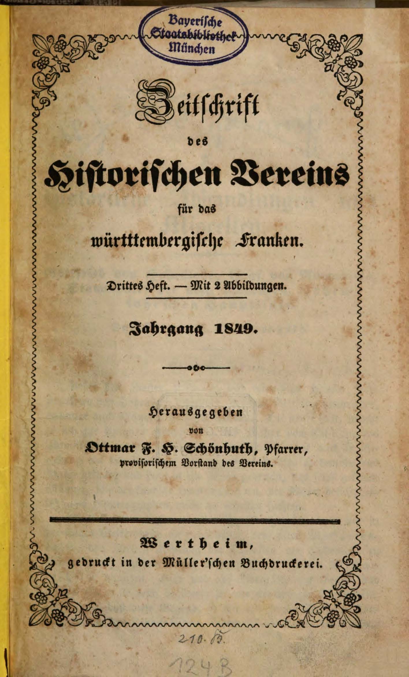                     Ansehen Bd. 1 Nr. 3 (1849): Zeitschrift des Historischen Vereins für das Württembergische Franken
                