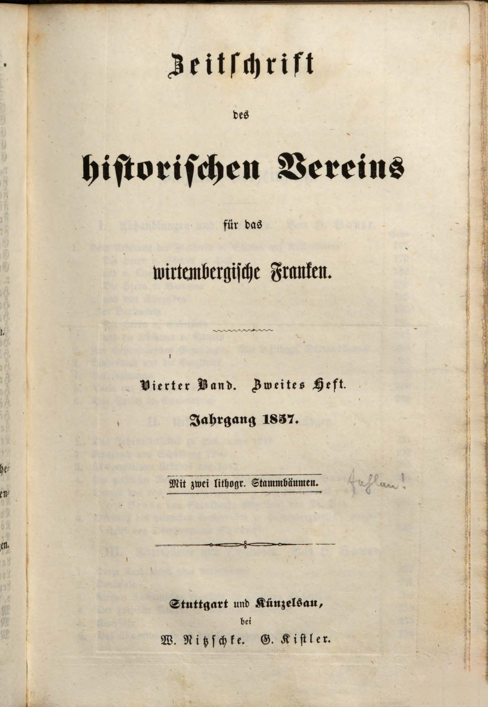                     Ansehen Bd. 4 Nr. 2 (1857): Zeitschrift des Historischen Vereins für das Württembergische Franken
                