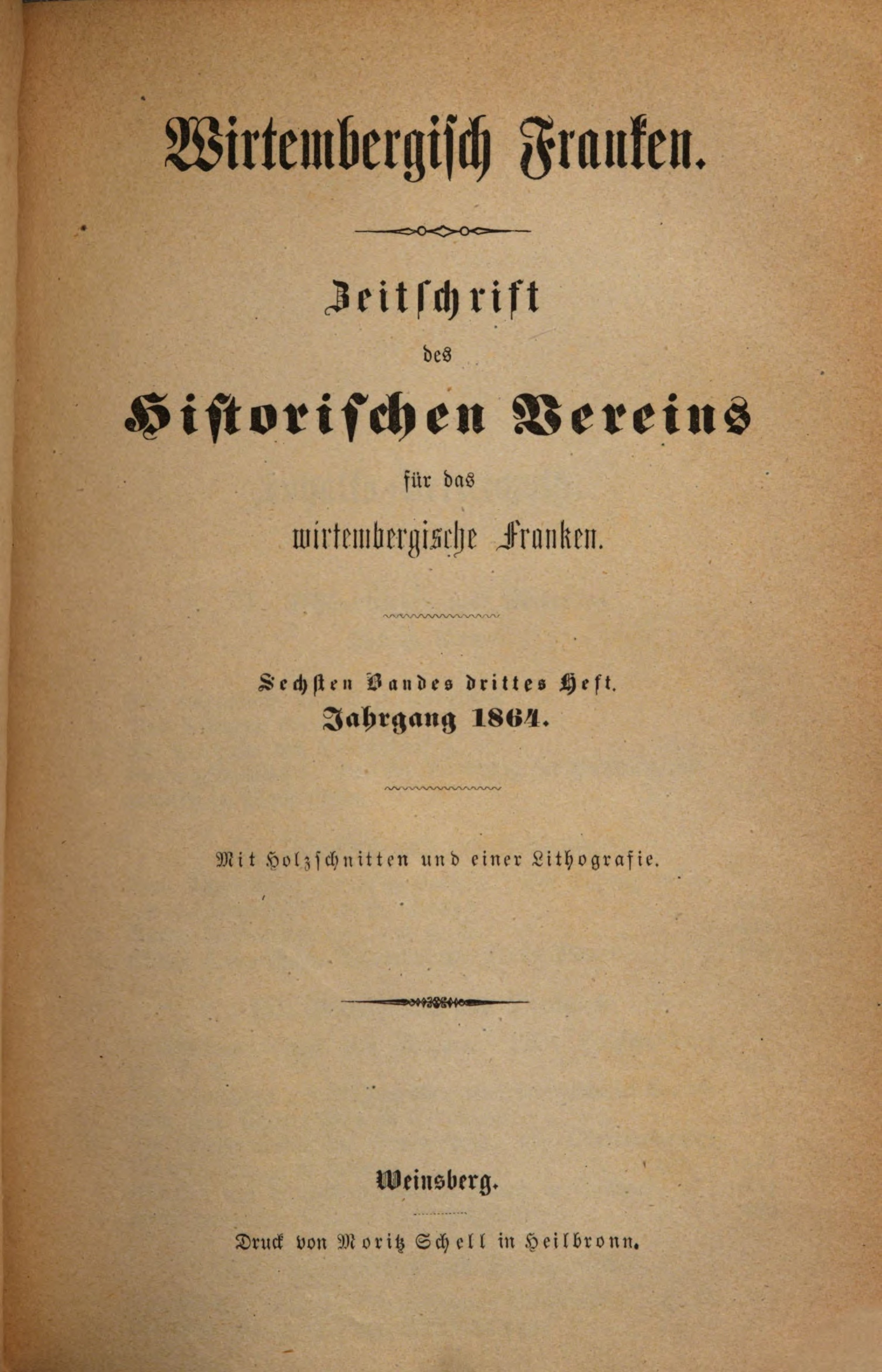 Cover der Zeitschrift des Historischen Vereins für das Württembergische Franken , Band 6, Nr. 3 1864