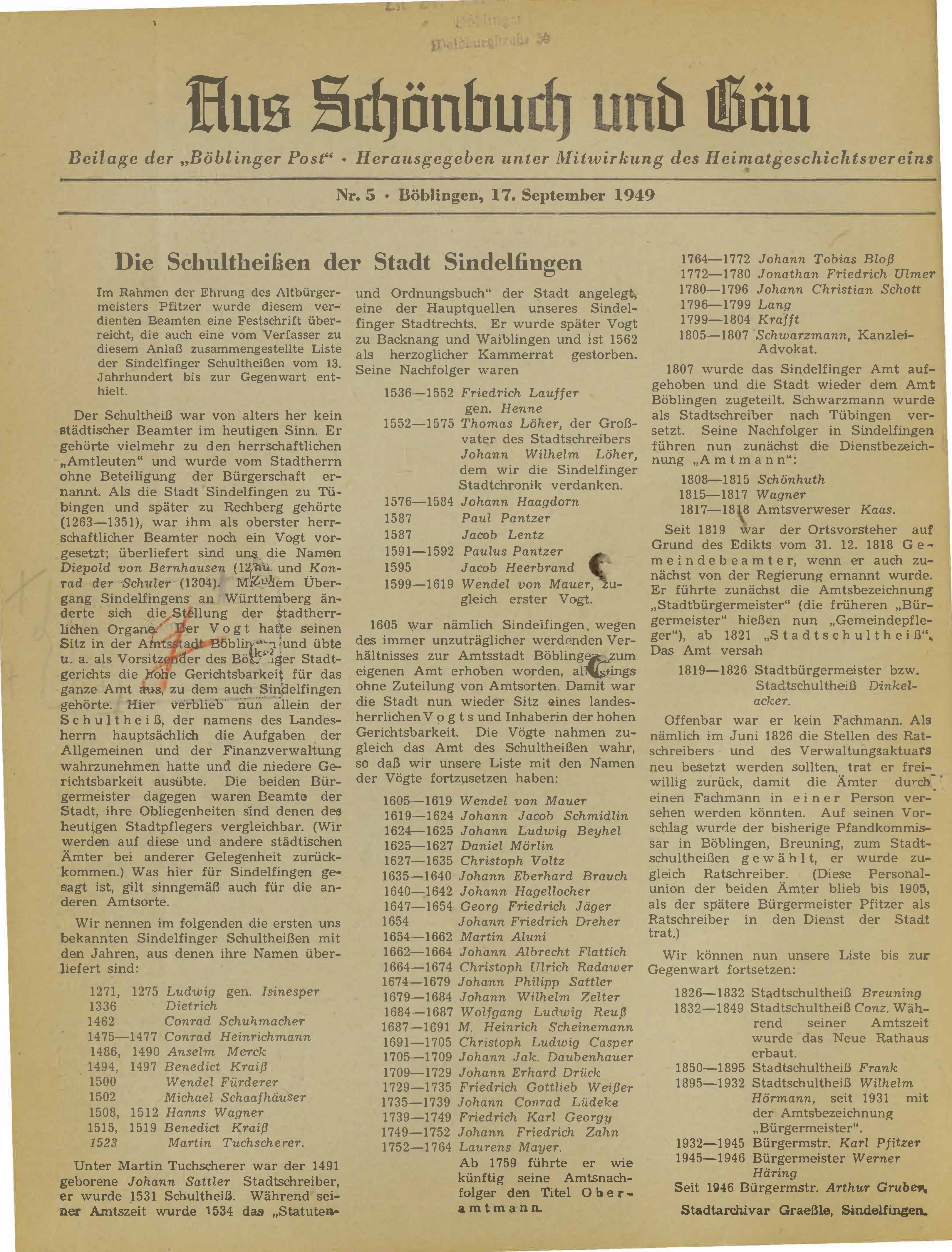                     Ansehen Nr. 5 (1949): Aus Schönbuch und Gäu
                